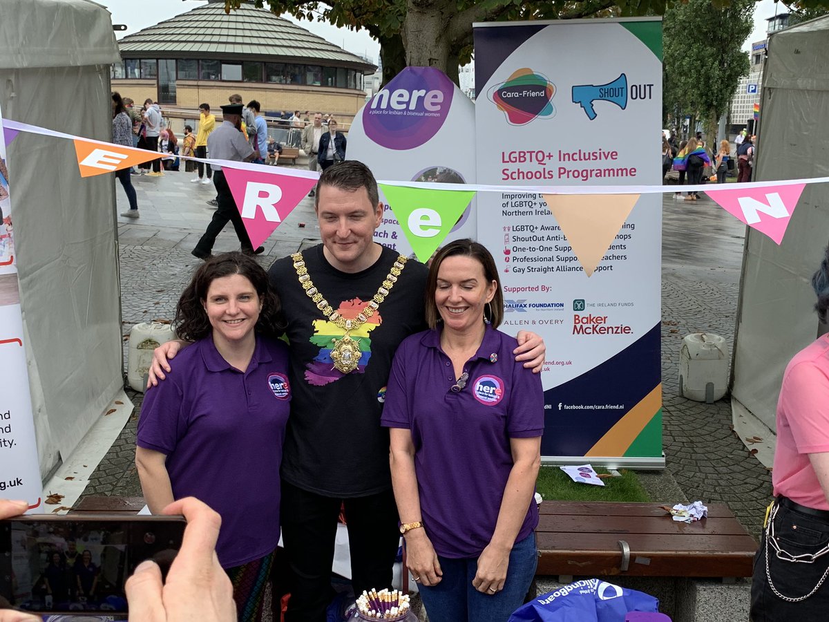 DeirdreHargey's tweet photo. @johnfinucane visiting the information stalls @belfastpride today, vital organisations supporting the community #RightsNow #BelfastForAll 🏳️‍🌈 https://t.co/PbVPOsBla3
