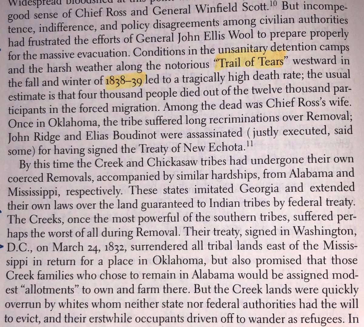 “The Creeks, once the most powerful of the southern tribes, suffered perhaps the worst of all during [the Trail of Tears]... Mortality due to Creek deportation may have run as high as 50 percent.”