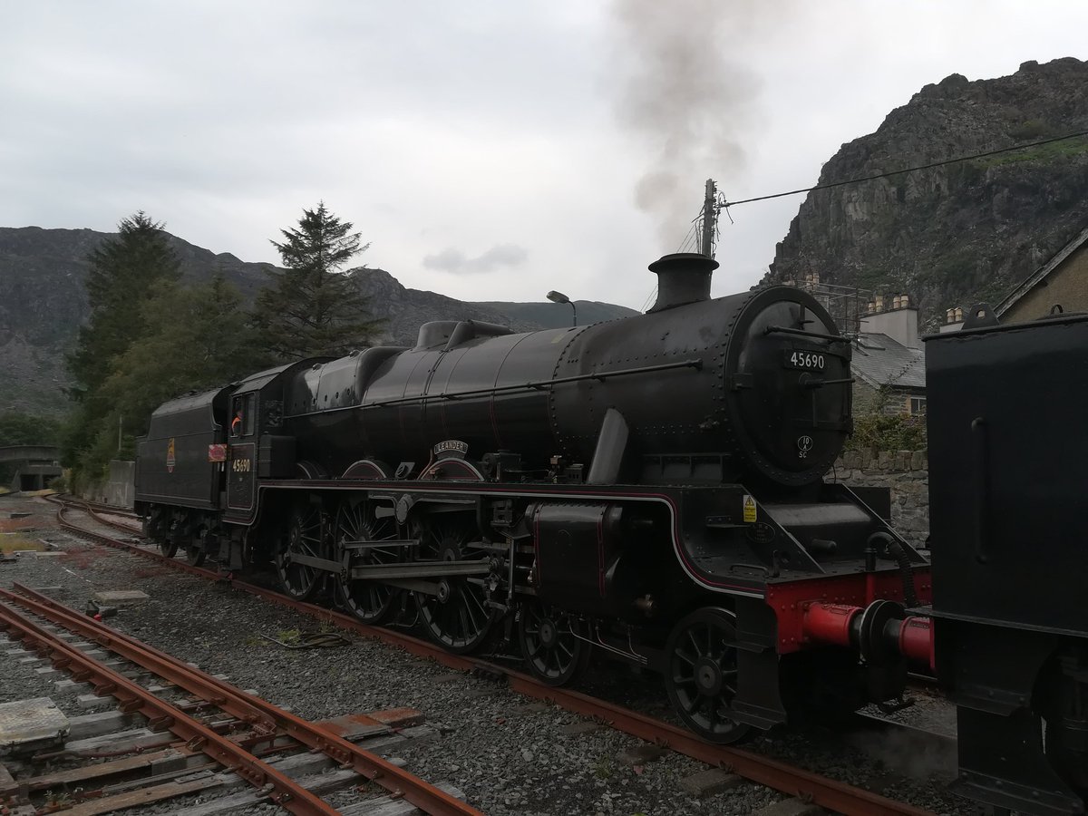 ArwainMedia (@arwainm) on Twitter photo 1936 Steam Locomotive 45690 'Leander' (formerly LMS 5690) in #BlaenauFfestiniog, on it's #ConwyQuest run today to reopen @LeinDconwyVLine (#ConwyValley), also calling at the <a href="/eisteddfod/">eisteddfod</a> (<a href="/Eisteddfod_eng/">eisteddfod_eng</a> ). Thanks to <a href="/tfwrail/">Trafnidiaeth Cymru Trenau Transport for Wales Rail</a> and all those who repaired the line in the last 6 mths. 1936 Steam Locomotive 45690 'Leander' (formerly LMS 5690) in #BlaenauFfestiniog, on it's #ConwyQuest run today to reopen @LeinDconwyVLine (#ConwyValley), also calling at the <a href="/eisteddfod/">eisteddfod</a> (<a href="/Eisteddfod_eng/">eisteddfod_eng</a> ). Thanks to <a href="/tfwrail/">Trafnidiaeth Cymru Trenau Transport for Wales Rail</a> and all those who repaired the line in the last 6 mths.