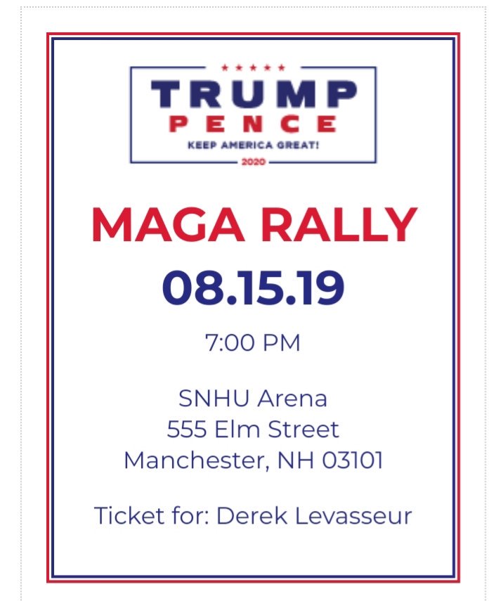 DerekME2020's tweet photo. Can't wait to support our @POTUS at this #MAGA #Trumprally In #NewHampshire. 

@GOP @mainegop we need to bring @realDonaldTrump to #Maine. We will win this state for #Trump. I am the only U.S. Senate candidate in Maine fighting for #AmericaFirst policies! 

#KAG 
#Mainefirst
#USA https://t.co/yLt4plTsz9