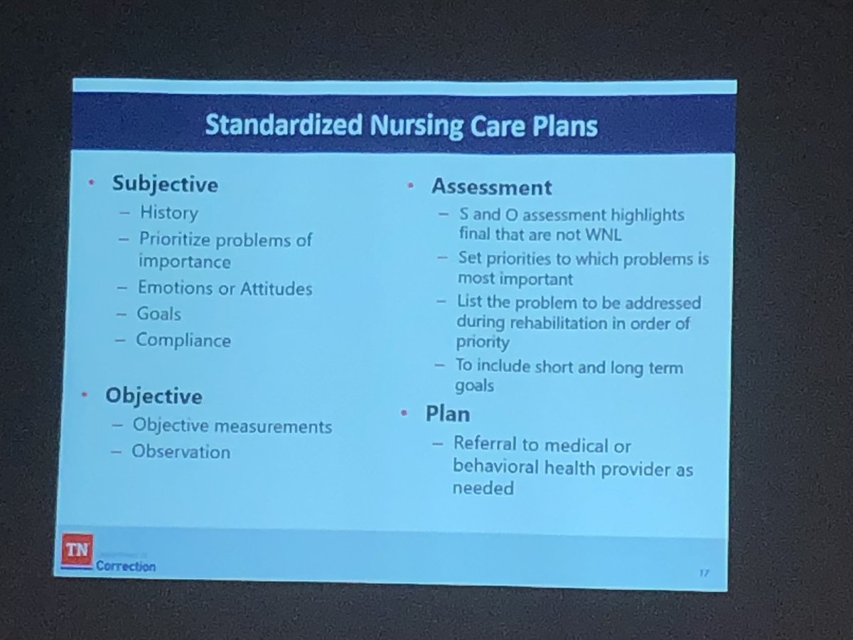 j_acrs's tweet photo. Great to be back in Boston and wonderful to see and learn from some of the best correctional professionals on the planet! I’m here early Saturday morning learning from Director Brenda Boyd RN about standardized nursing practices, here she explains SOAP notes #teamTDOC #TNTDOC https://t.co/9qB9eHLkZ6
