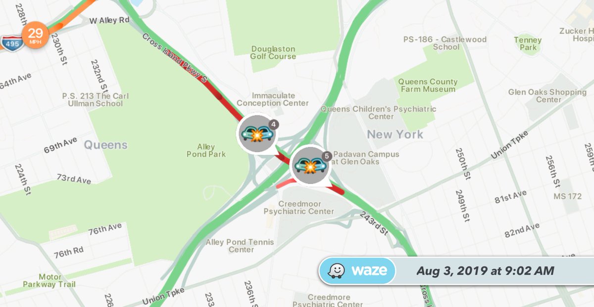 wcbs880traffic's tweet image. Delays on the SB #CrossIsland Parkway in #Queens because of a crash at the #GrandCentral 

This Traffic report is powered by Waze. Download Waze waze.com/ul?deep_link=m…