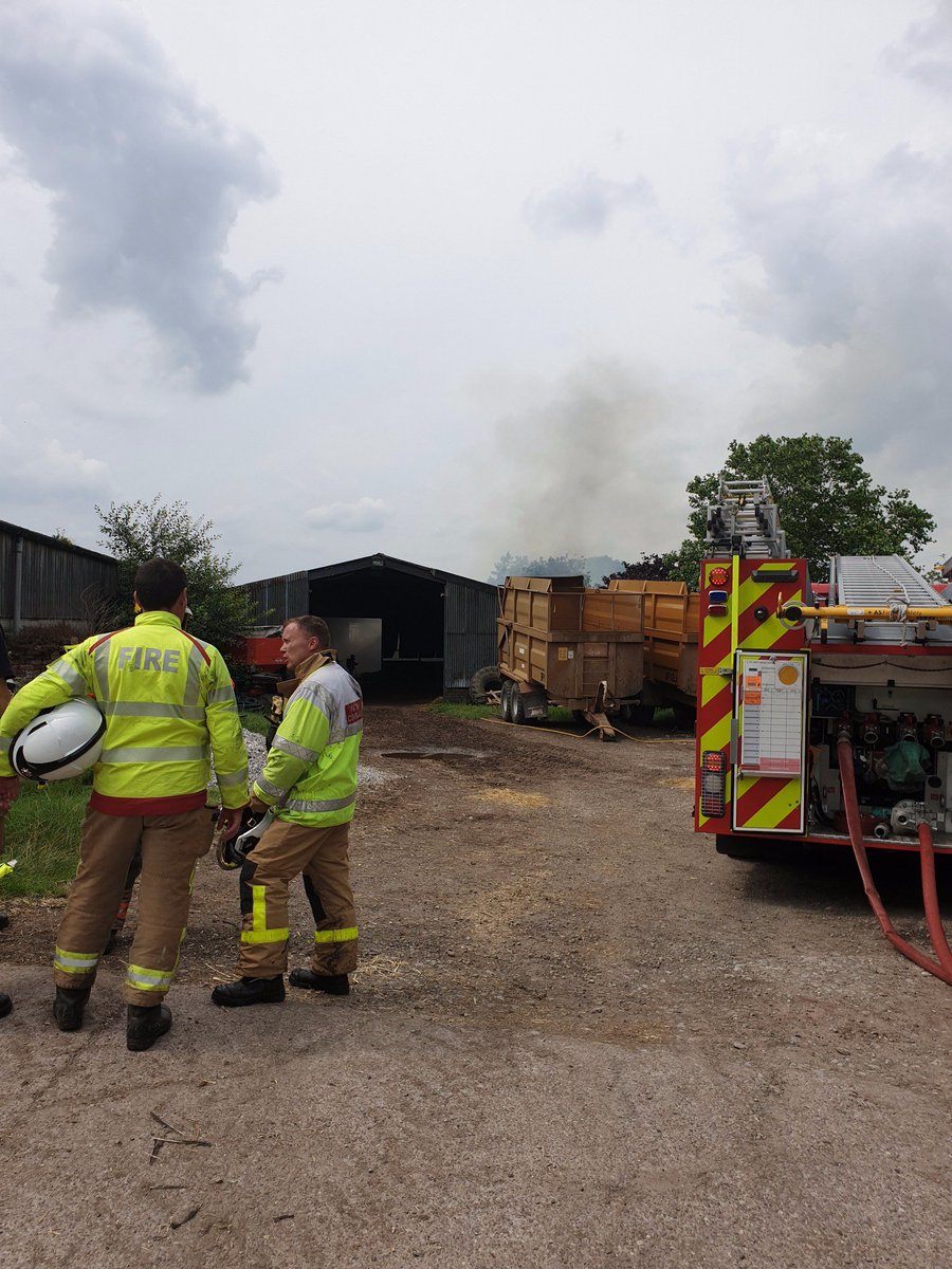 Delta watch are currently dealing with a barn fire in Allostock. 6 pumps are in attendance, with BA wearers fighting the fire with both hose reels and a main jet in order to protect property and livestock
