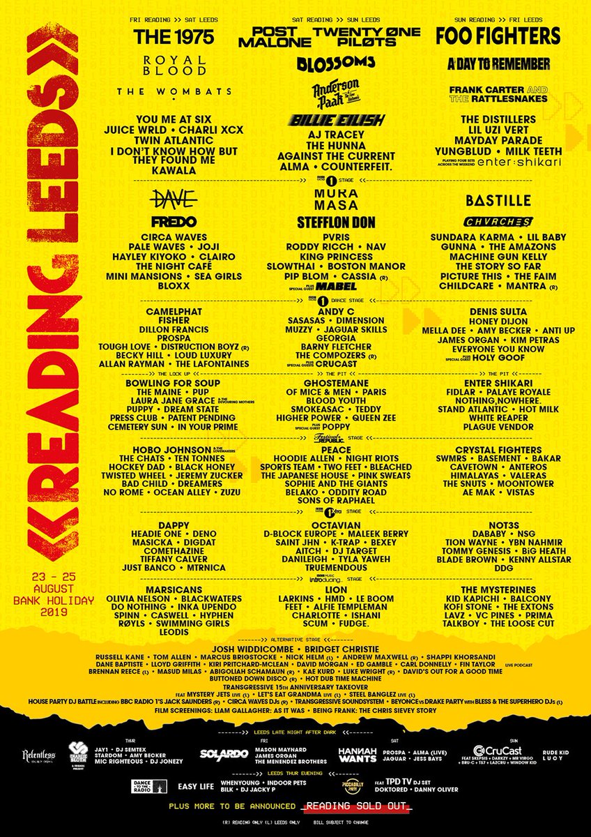 3 WEEKS and we'll be at #RandL19! ❤️️💛💥
Leeds 🎫 bit.ly/2GjpQv4