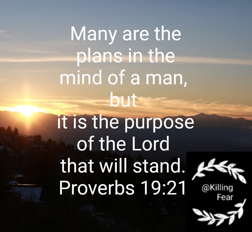 KillingFear's tweet photo. Many are the plans in the mind of a man, 
BUT It Is 
The Purpose Of The Lord 
That Will Stand.
Proverbs 19:21 #KeepMovingForward #runningtherace #Hebrews12 #KillingFear #BibleVerse #Truth https://t.co/oYC8tCijeq