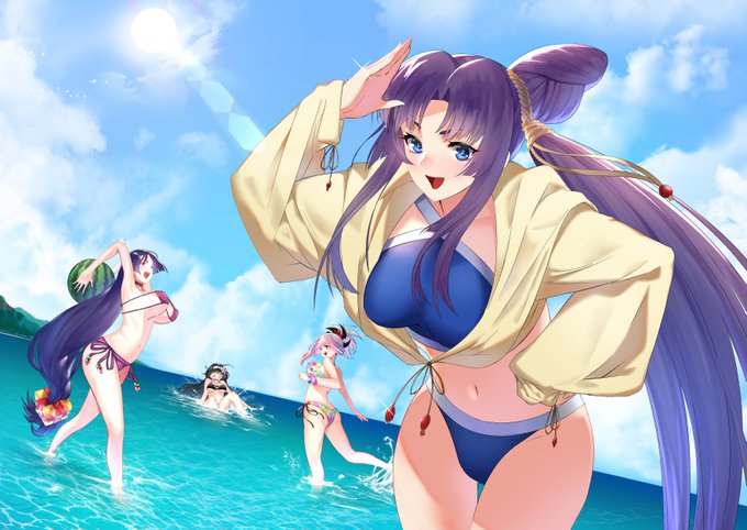 フェス1日目お疲れ様でした。ということで水着牛若丸描きました。こういうイラスト描いたことなかったから新鮮で楽しかった! #FGO #FateGO 