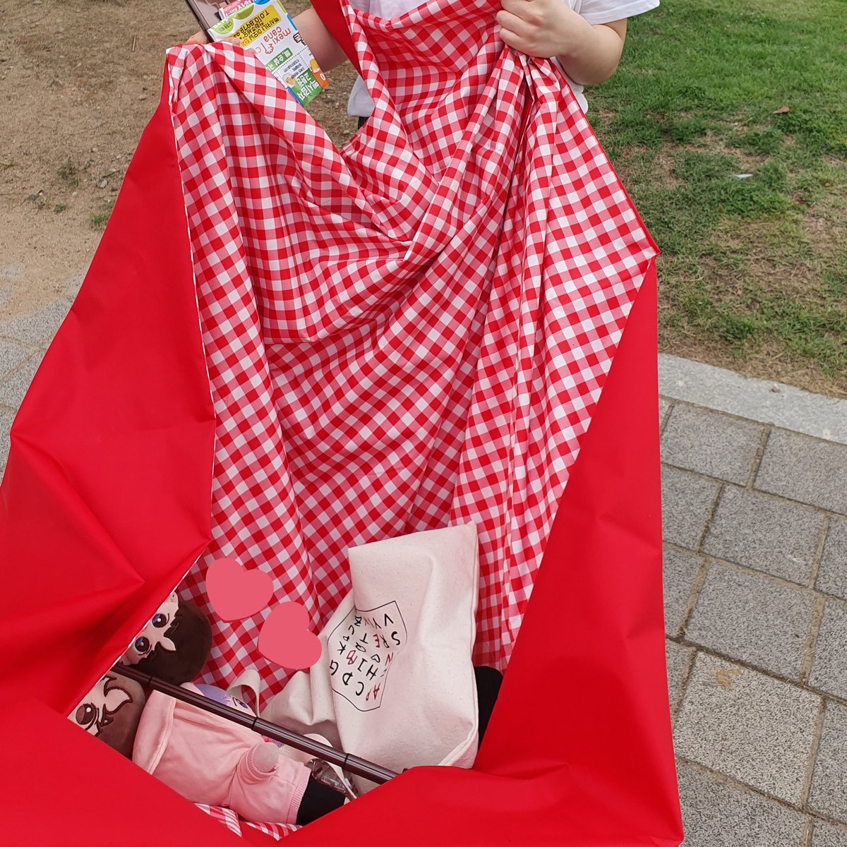 meinschatzDH's tweet photo. 갑자기 비가 와서 피크닉매트 채로 애기들을 옮겨도 한강 피크닉은 행복해요💕 닭발&amp;환타 파인🍍에 밤라이딩까지🚲🚲
#휘밍일지 #휘비일지 https://t.co/XQ7S4AqU7U