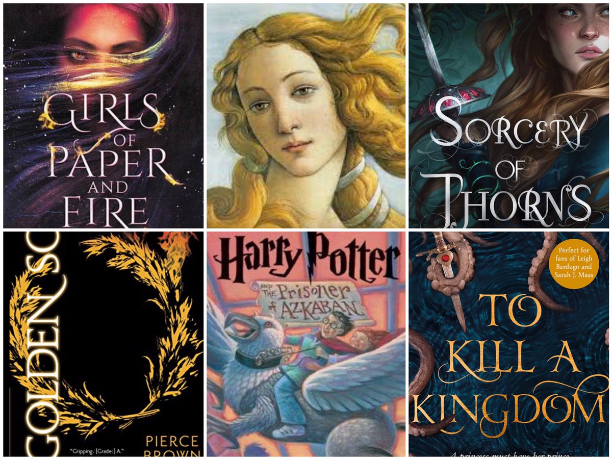 _bookishgarden_'s tweet photo. My TBR for @mythathon is set: #TeamEarthSign
1. LGBTQ Character: Girls of Paper and Fire
2. Feminine Character: Sorcery of Thorns
3. Award Winning: Golden Son
4. Middle Grade: Harry Potter & The Prisoner of Azkaban
5. Group Book: To Kill A Kingdom https://t.co/DlAVGF4rgZ