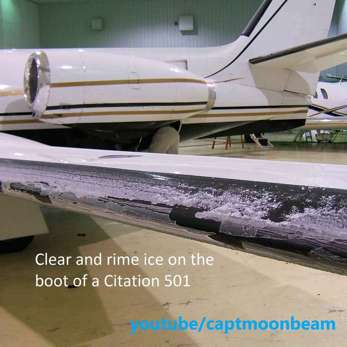 Captmoonbeam on Twitter: clear and rime ice on the wing de-ice boot of a Cessna Citation 501. #captmoonbeam #cessnacitation #cessnacitation501 #aviation #airplane #aircraft #jet #wingicing #deiceboot https://t.co/HF4elD0DNt" / Twitter