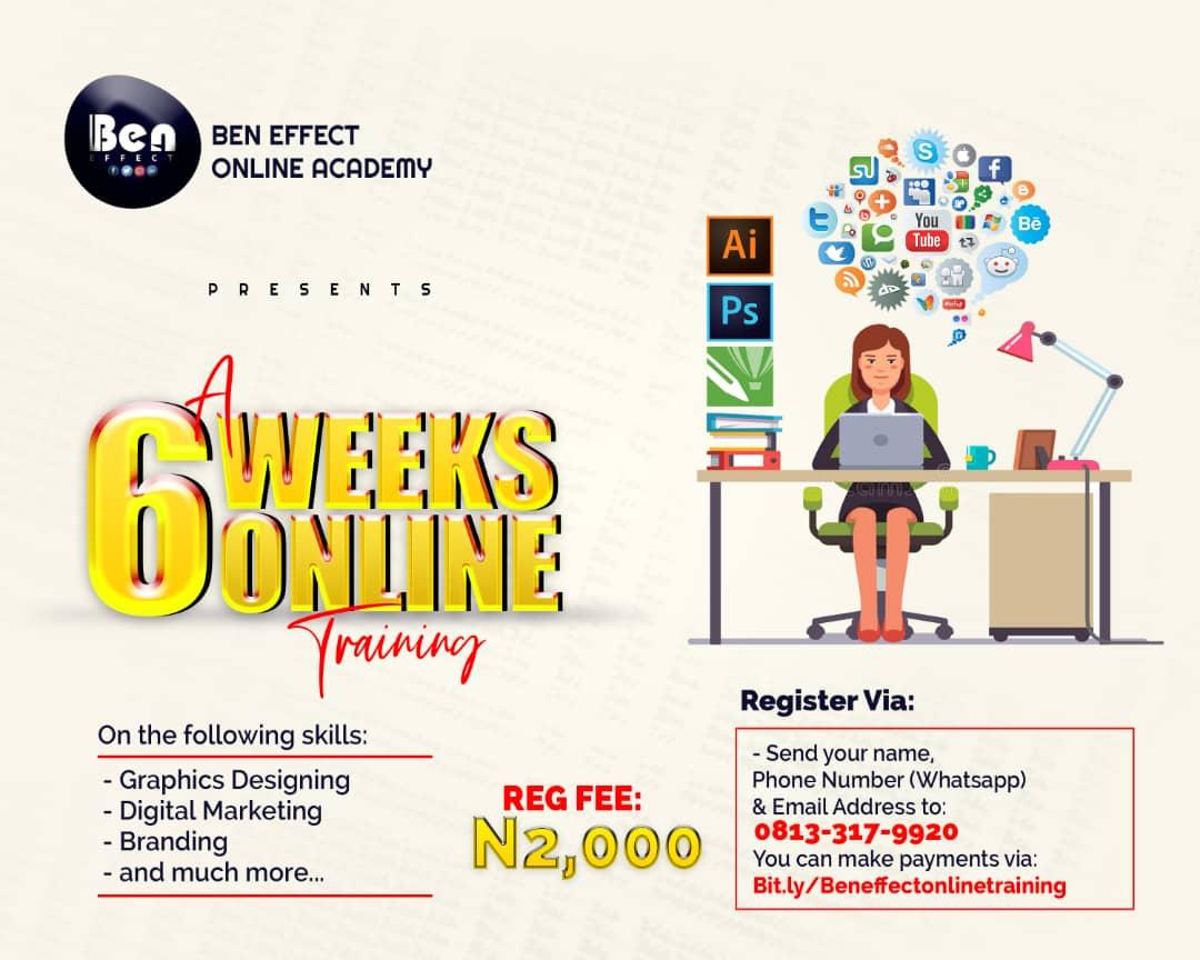 Otibenjamin10's tweet photo. BEN EFFECT ONLINE ACADEMY
Presents
A 6weeks online training
At an affordable rate
N2000
It's an opportunity you can't miss
#BenEffect #onlinetraining #learn #graphicdesign #digitalmarketing #branding #prints #adobeillustrator #adobephotoshop #coreldraw #BBNaija #BBN #Willian https://t.co/oE8kWlnCfx