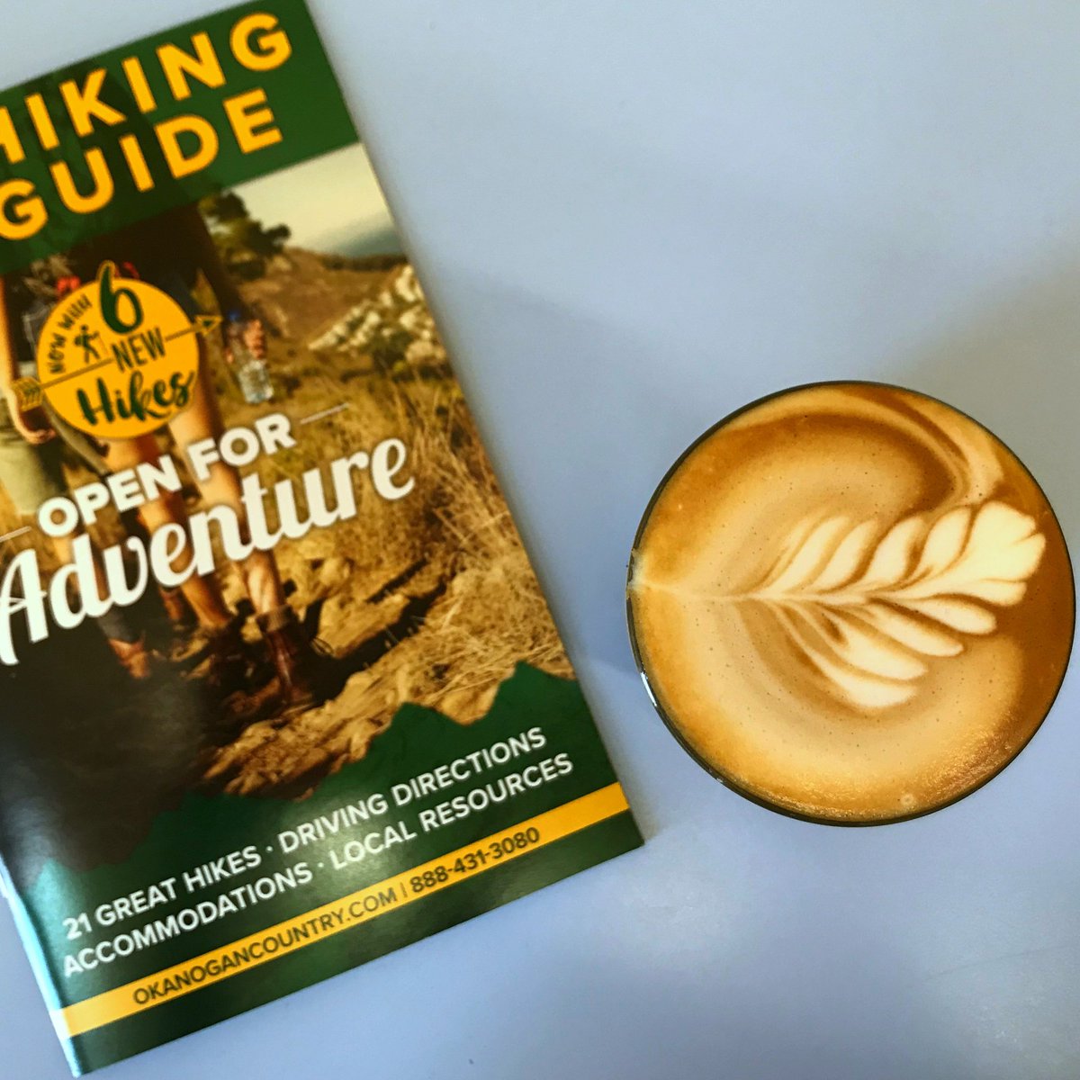 Good morning! Come by for a cortado and some adventure planning with this awesome free hiking guide for Okanogan County.  It's the perfect day for a hike.