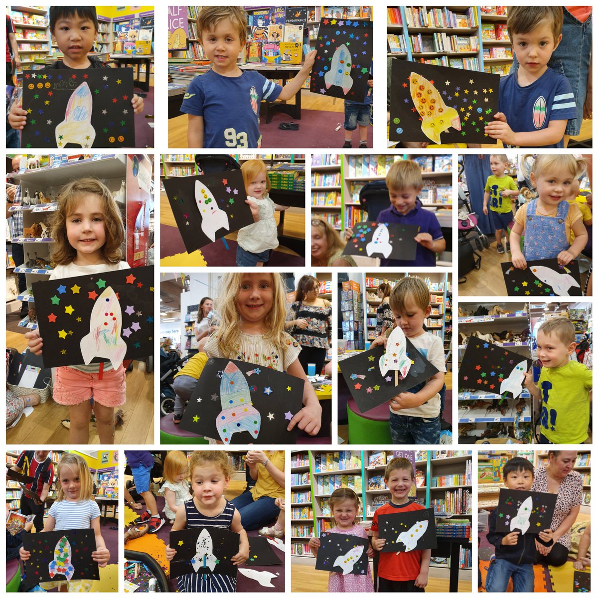 WaterstonesAlty's tweet photo. Thanks to everyone who came to our #Rocketmole Read and Make today! Loads of fun and super starry rockets! 
@mattcarrdesigns @scholasticuk https://t.co/gLUlRLqjfP