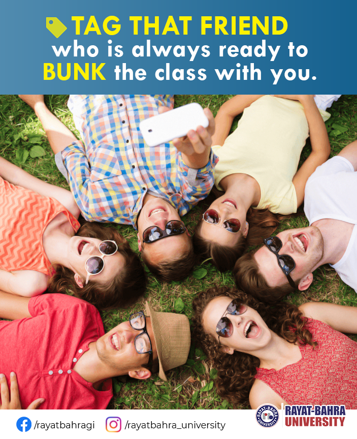 rayat_bahra's tweet photo. #BunkPartner
Tag a friend, who is always ready to BUNK the class with you.
HAPPY FRIENDSHIP DAY!
#HappyFriendshipDay #FriendshipDay #Friends #BestFriends #FriendsForever #BFF #Bunk #BunkPartner #ClassBunk #TagYourFriends #Tag #Fun #RayatBahraUniversity https://t.co/YJoYt9AvG3