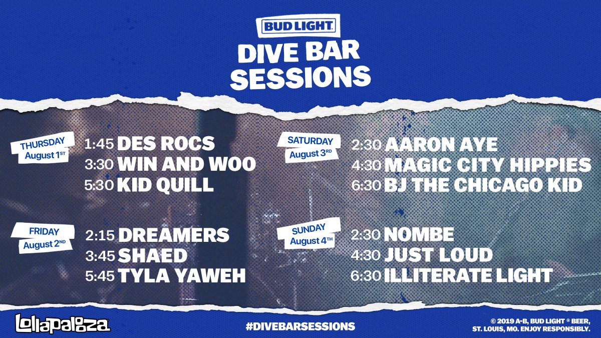 magicityhippies's tweet photo. #Lolla THANK YOU for kicking off the Fest w us today! 1 more set to go, getting down and dirty for #DiveBarSessions w our @budlight fam - come find us at 4:30 ๐
#Lollapalooza2019 #LollapaloozaChicago https://t.co/HASdLX3mWk
