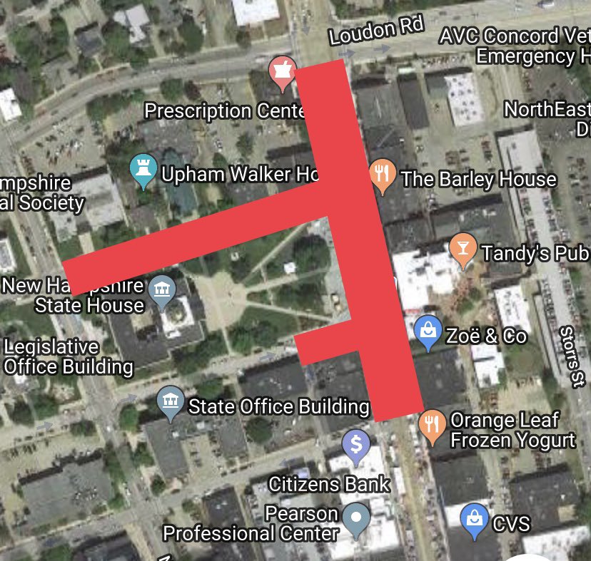🚨🚨 Street closures tomorrow starting at 5am. Don’t leave your car in these areas overnight: 

-Main St. between Loudon Rd. + School St. 
-Park St. between Main St. + N. State St.
-Capitol St. between Main St. + Evans Ln

Streets closed all of Sunday for #RockOnFest. #ConcordNH