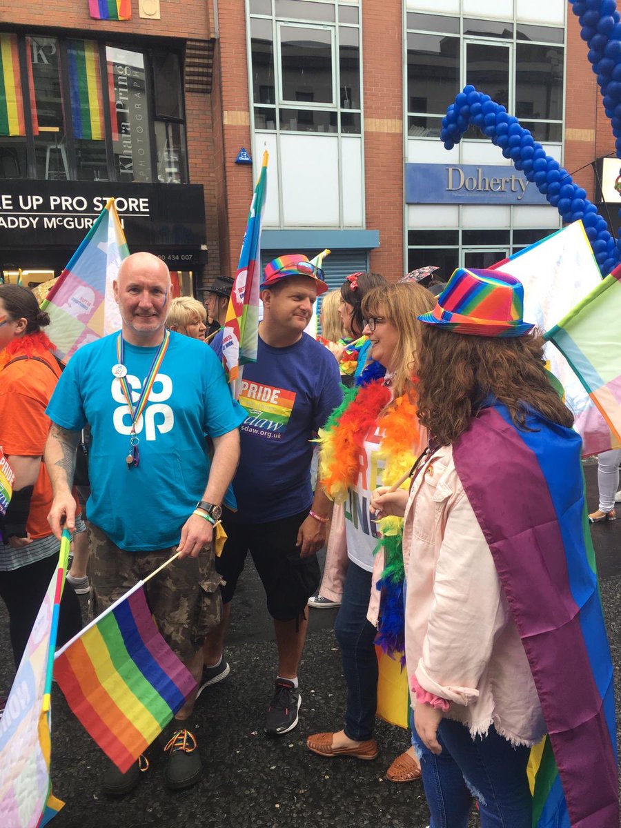 briege_a's tweet photo. Great to join ⁦@belfastpride⁩ with our ⁦@coopuk⁩ colleagues 🌈���    🌈........ and no the rain didn’t stay away..... but heyho it’s NI.... we party on 🌈🎉🌈 https://t.co/4YoPy46aof