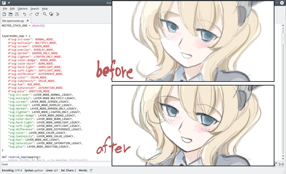 Emuwai 埼玉 Gimp 2 8でレイヤーの仕様が変わった影響でoraファイルを開くと妙に色が薄くなる件 当てずっぽうにスクリプトをいじる Xcfからoraにエクスポートした場合には逆に色が濃くなると思われ Emuwai 埼玉 Gimp 2 8でレイヤーの仕様が変わった影響でoraファイルを開くと妙に色が薄くなる件 当てずっぽうにスクリプトをいじる Xcfからoraにエクスポートした場合には逆に色が濃くなると思われ