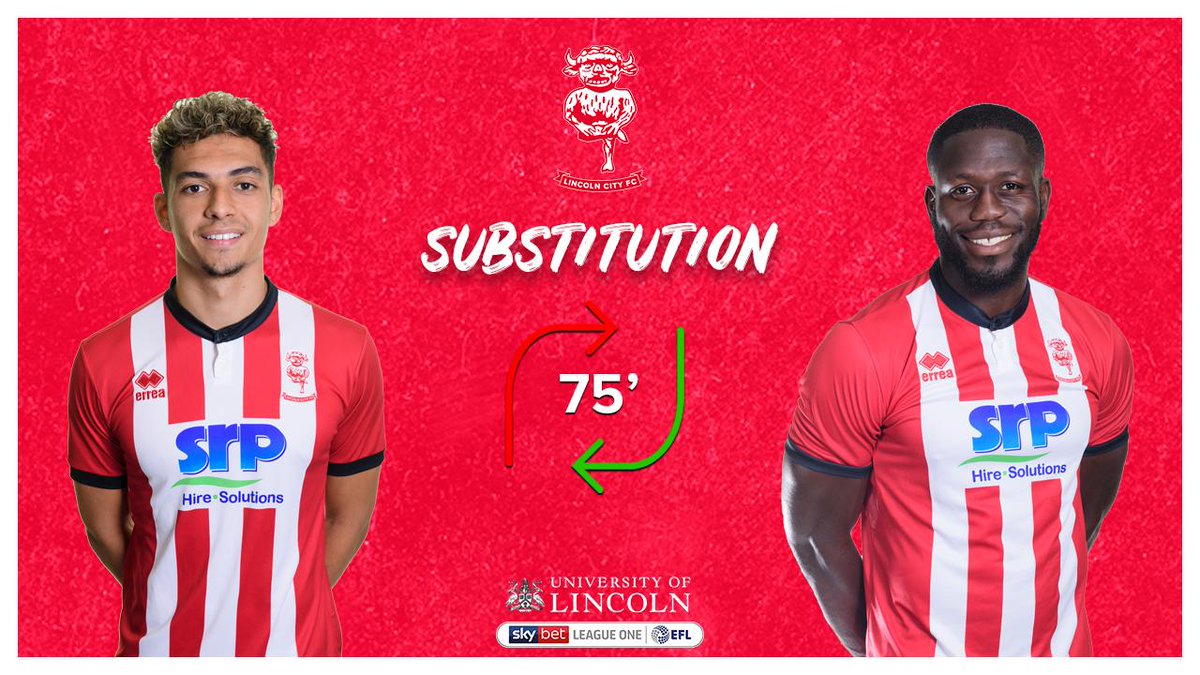 LincolnCity_FC's tweet photo. City make their first change๐
๐ด 1-0 ๐ต #ImpsAcc https://t.co/Lo4y24jgpR