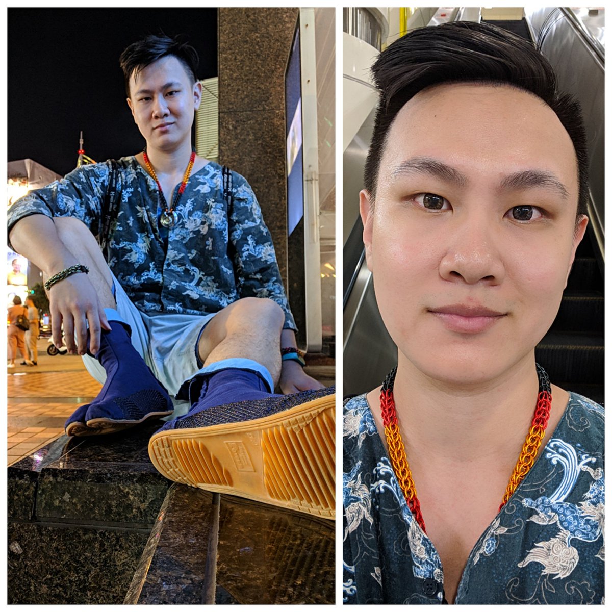 BrianLi813's tweet photo. 今天是異色瞳微混血和風looks~重點是戴了媞蜜多兩色日拋:一見鍾情和新歡,但要很近才看得出差異XD
鯉口襯衫與足袋打造出的和風感,今天回頭率蠻高的~
#ootd #媞蜜多 #Timodo #一見鍾情 #新歡 #鯉口シャツ #鯉口襯衫 #地下足袋 #自拍 #selfie https://t.co/nxem2CEKod
