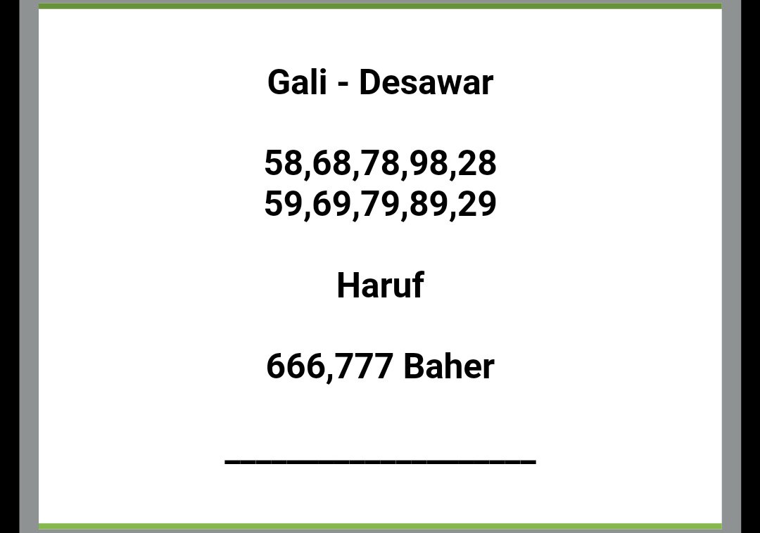 Black Satta Formula Chart