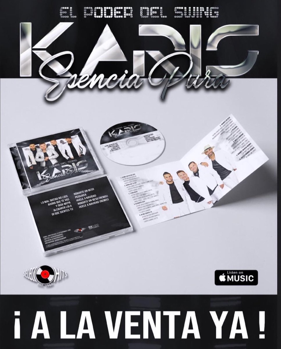 GEVENTOSPR's tweet photo. #EsenciaPura Reciente producción de @grupokarispr Disponible en físico en tu tienda de discos favorita y en todas las plataformas digitales. Contiene el éxito #RobarteUnBeso ¡Cómprala ya! #grupokarís #elpoderdelswing #disco #venta #merengue #música #tropical https://t.co/43LJsSc9ia