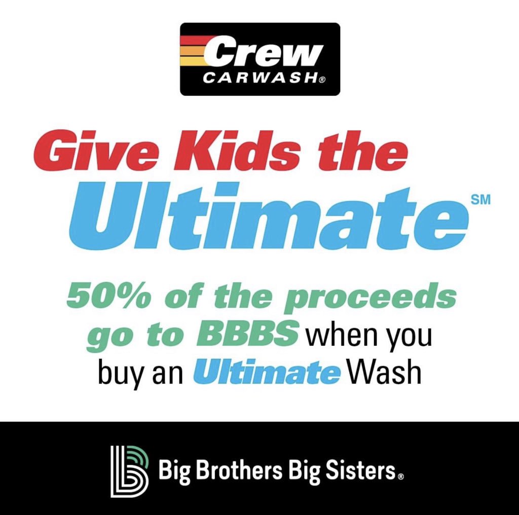 WJmedia's tweet photo. Still time to get the Ultimate Wash at @Crew_Carwash today! 50% of the proceeds go to @BigBroBigSisIND! https://t.co/z3jLQ5PxnJ