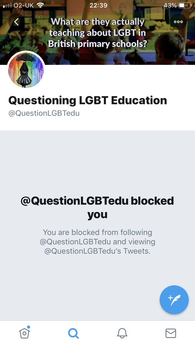 Chris_1987's tweet photo. Seems I’ve been blocked too 🙄 imagine being so desperate to spread hate that you search through twitter to block people #Losers #QuestionLGBTedu https://t.co/k1aUIQB09h