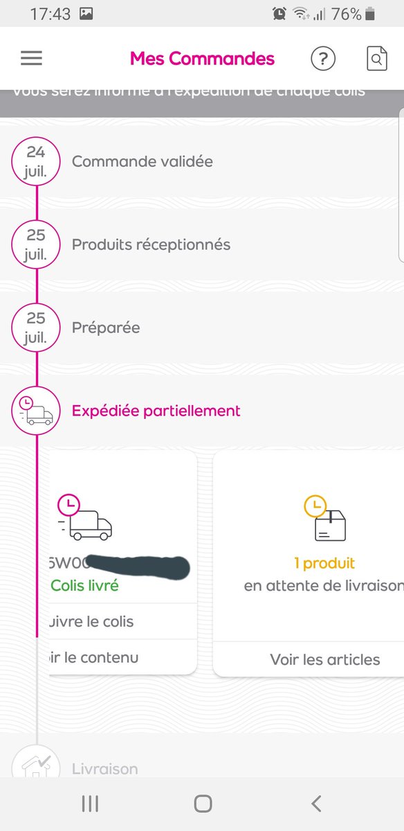 HeleneSohm's tweet photo. Quand vous avez ça sur vos commandes @Veepee_Fr, c'est juste que une commande passée APRÈS la vôtre a été honorée mais que vous, vous ne recevrez JAMAIS votre article (preuves à l'appui) ! #refusdevente #arnaque la @dgccrf appréciera.... https://t.co/p6fHojz2dy
