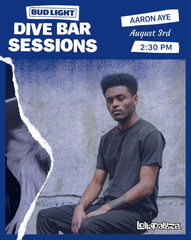 AaronAye's tweet photo. Playing Lollapalooza today at 2:30 pm! @budlight dive bar stage #divebarsessions #lolla https://t.co/eJxWGcQMte