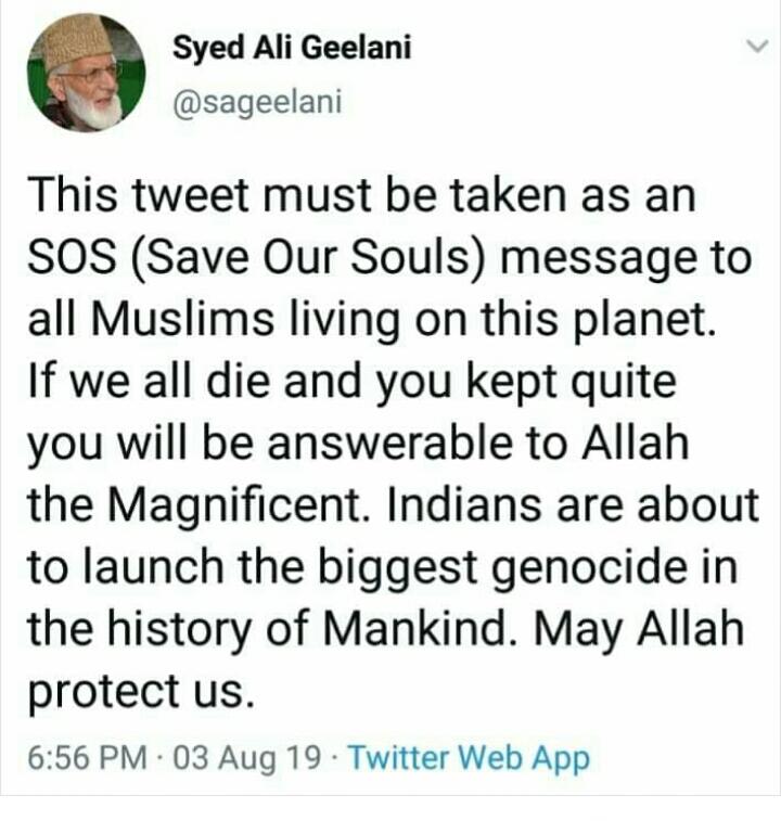 iamhamzaabbasi's tweet photo. #OperationKashmir This is VERY SERIOUS. Plz let us all put all our differences aside &amp; as Muslims/Humans/Pakistanis raise the loudest voice for Kashmir. Massive new forces deployed, ppl being forcefully evacuated! RSS/BJP extremist Govt is preparing for a genocide in Kashmir. https://t.co/rmsYpFPIov