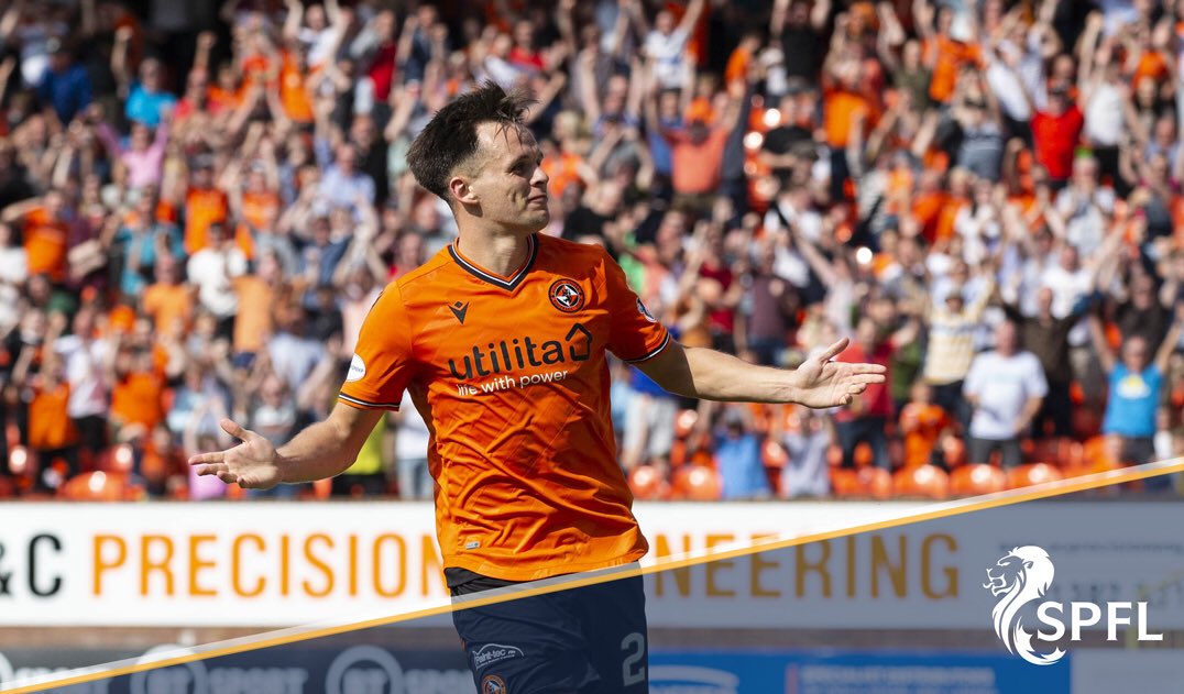 spfl's tweet photo. ⚽️🔥 Lawrence Shankland marked his league debut for @dundeeunitedfc by scoring all four goals in the 4-1 win over @ICTFC at Tannadice. https://t.co/kZ1fw3jXCi