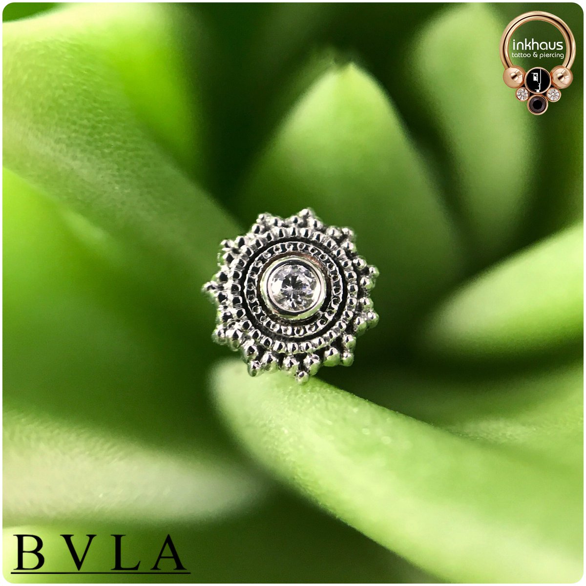 Body Vision Los Angeles (<a href="/BODYVISIONLA/">BVLA</a>) jewellery really is something special! This client chose a 14k white gold ‘Afghan’ with a clear cubic zirconia in the centre for her brand new flat piercing and she was absolutely thrilled with how beautiful it looks! ❤️ #piercings #yarm