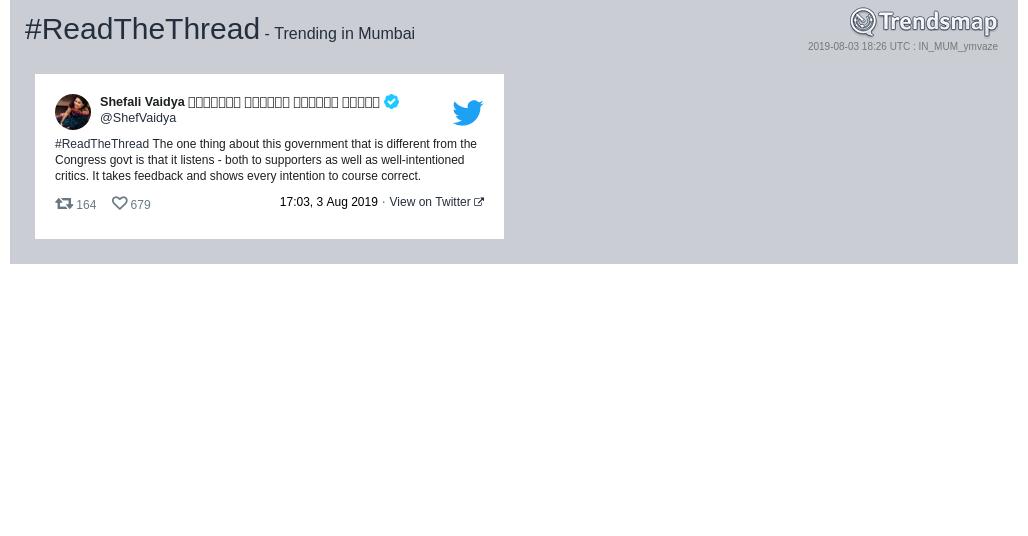 TrendsMumbai's tweet image. #readthethread is now trending in #Mumbai

trendsmap.com/r/IN_MUM_ymvaze