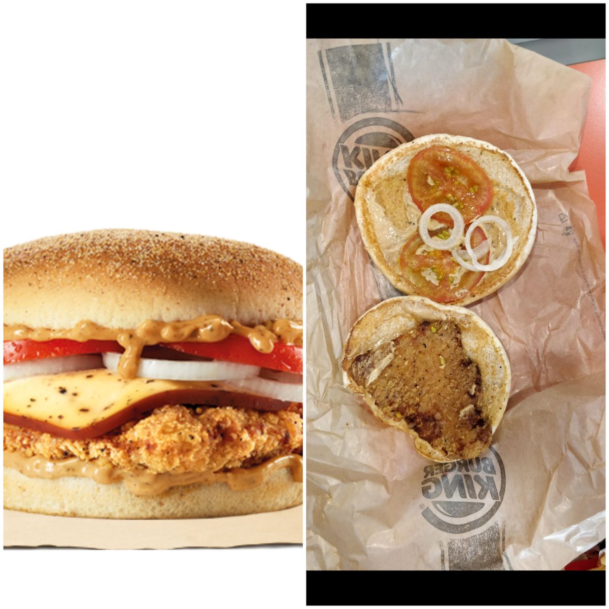 Mapemu1984's tweet photo. @Burguerking_ @BurguerKing1 @burguerking2013 
Diferencia clara entre la imagen que burguer king te muestra, y la realidad https://t.co/y64w6hURn1