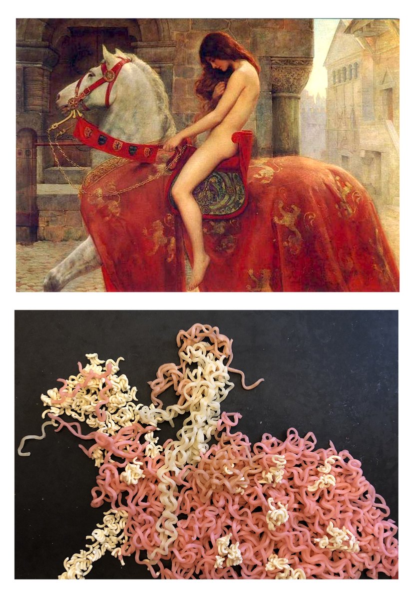 TeamLoveCanHelp's tweet photo. #GISH 2019 Item # 57
#SendNoods #TeamLoveCanHelp
A tasteful noodle recreation of Lady Godiva riding horseback. Original painting by John Collier. https://t.co/5jVyP4BbwS