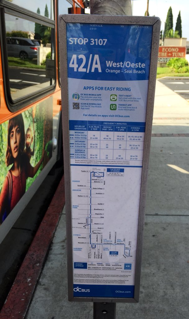 _KennyUong_'s tweet image. Love these #OCBus signs at the bus stops! It tells you the stop number, frequency, and map of the route. 🚌 #OrangeCounty