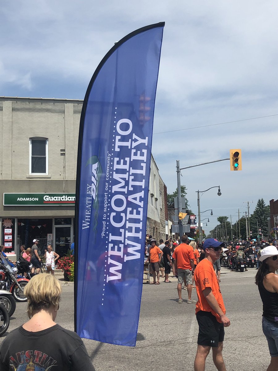 Chris1Renwick's tweet photo. Wheatley and Chatham-Kent welcome Hogs for Hospice for a stop over and a bite to eat. #earplugs #talktothemayor @DarrinCanniff https://t.co/kvCfq0z9Fk