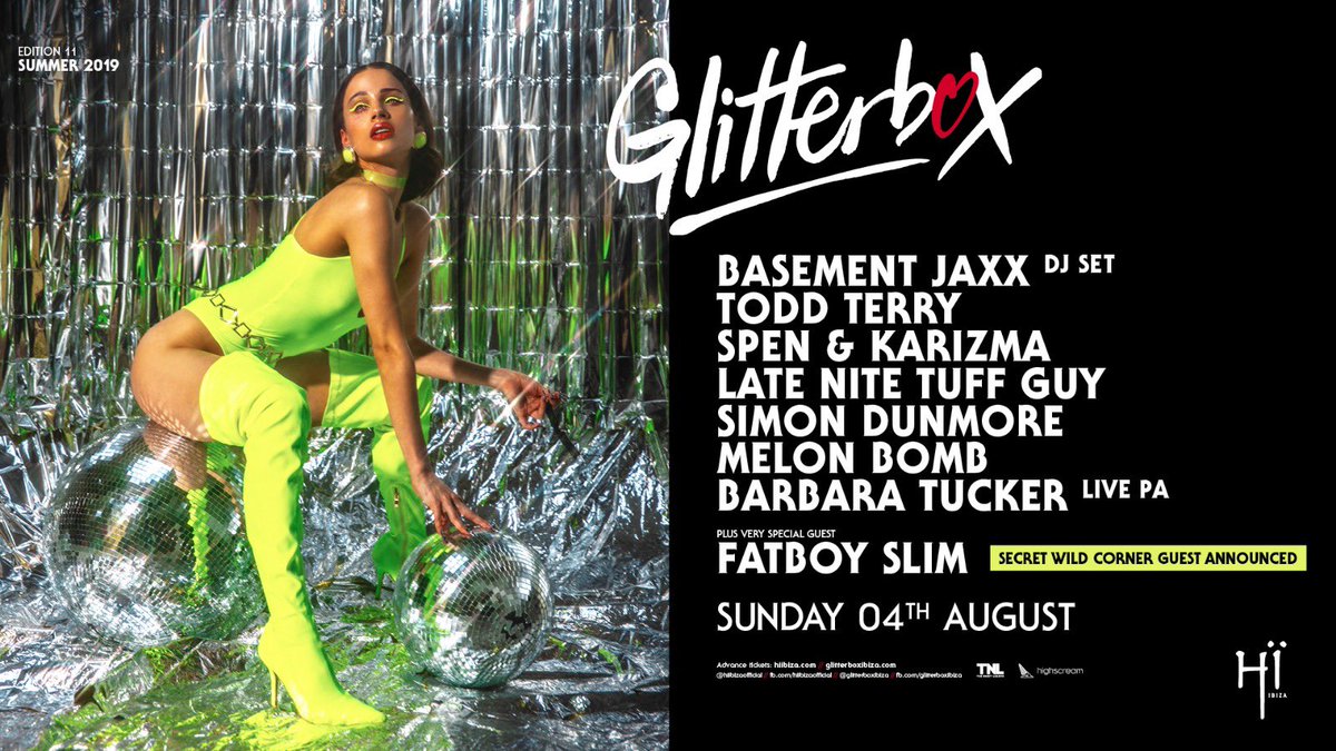 Glitterbox's tweet photo. We’ve come a long, long way together... 

Very excited to announce we welcome the ultimate party starter @FatboySlim tomorrow night to @hiibizaofficial for a very special Wild Corner set 🙈🙌🏽🙏🏽 

If you’re on the island you won’t wanna miss this. 

#thisaintnodisco https://t.co/IMnfpQDdiA