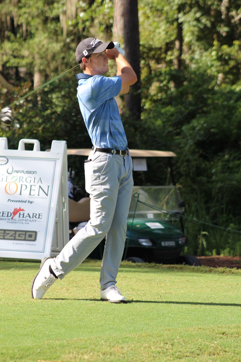GeorgiaPGA's tweet photo. The 3rd Round of the DripFusion Georgia Open presented @RedHareBrewing &amp; @EZGOvehicles is finished for the day! Jared O’Kelley is the leader in the clubhouse at 11-under par. @jaredok
Check out the leaderboard 
https://t.co/Ogzm272ukF https://t.co/PQJUlcPO43