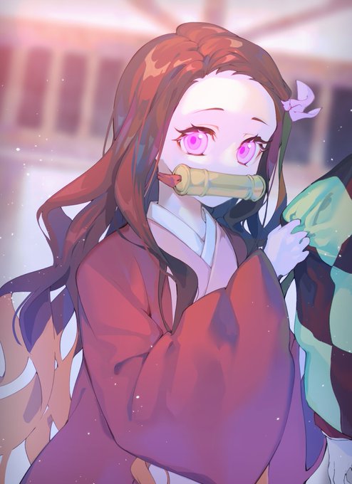 緋狩さんがTwitterに投稿した竈門禰豆子(鬼滅の刃)のイラスト。