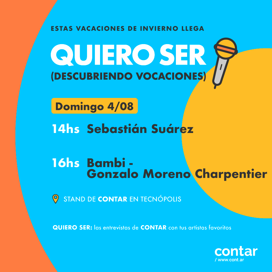 Hoy vienen a Quiero Ser <a href="/sebasuarezok/">Sebastian Suarez</a> y <a href="/bambiTB/">Bambi</a>! Muy pronto vas a poder ver gratis desde cont.ar todas las notas de las figuras que estuvieron en Quiero Ser, el ciclo de entrevistas de Contar!