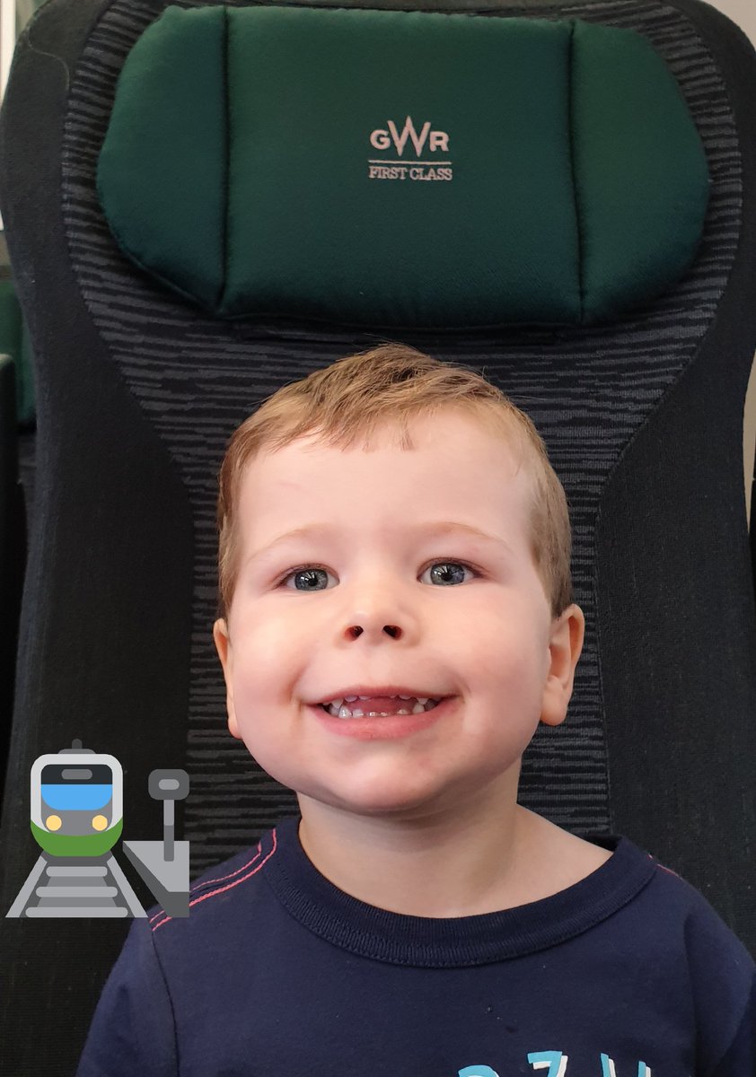 My boy loving his first trip in first class. He said can he have a train pin?@GWRHelp #onebigfamily #trainadventure #firstclass #gwr #alwaysgreatservice #swindonstation