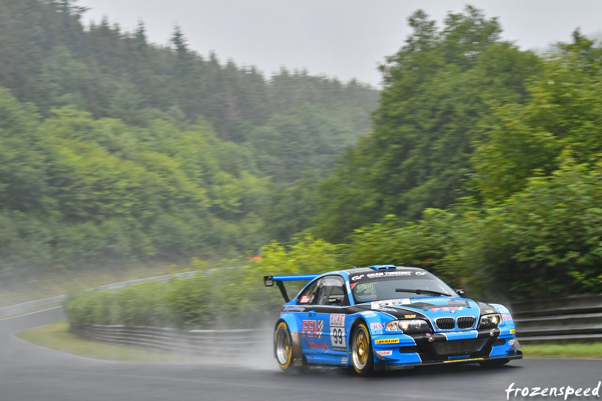 Frozenspeed's tweet photo. Vintage VLN! 
Really enjoyed seeing the original Eifelblitz E46 M3 GTR unleashed on the Nordschleife again. #VLN https://t.co/gBfX1Tgf5R