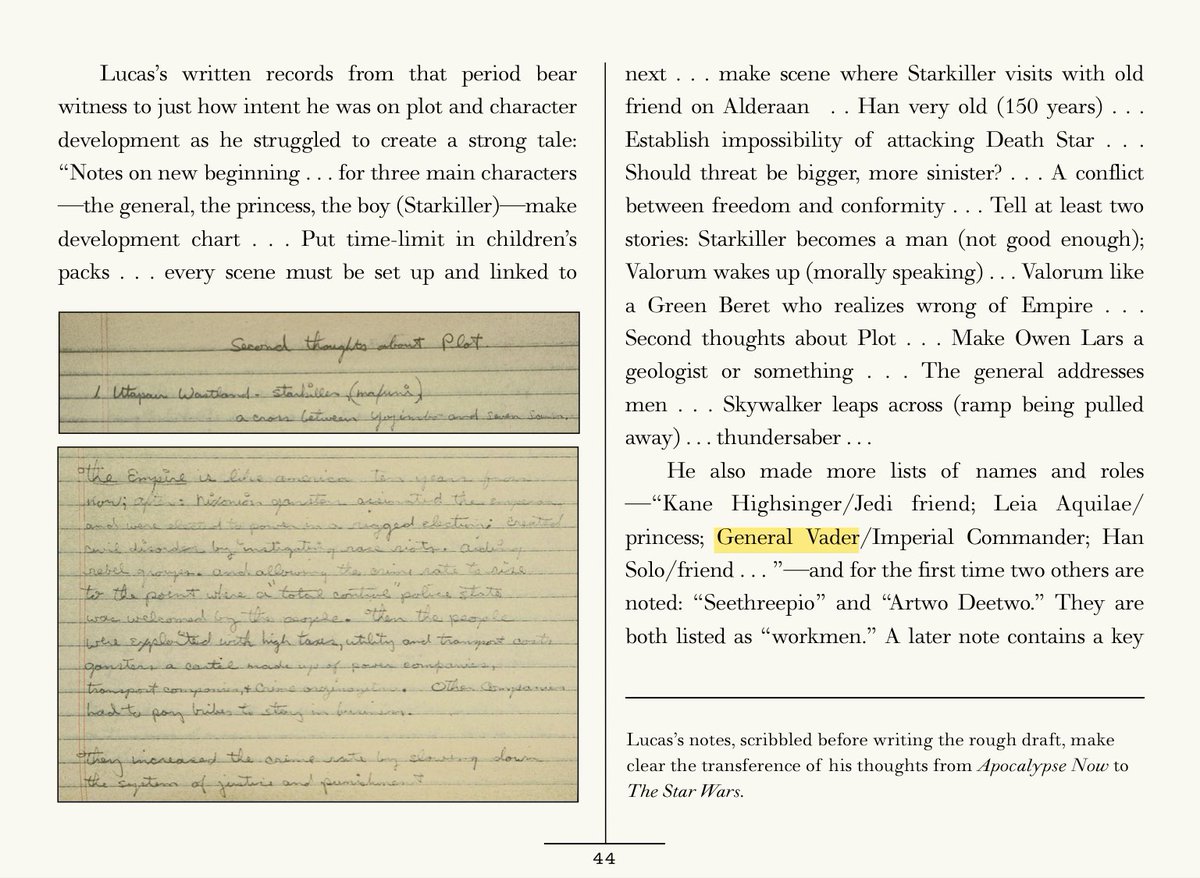 Star Wars MythbustersDarth Vader is from the German (or Dutch) for “Dark Father”1. “General Vader/Imperial Commander” appears on an early-1974 list of potential character names by George Lucas(screenshots from  @jwrinzler’s essential Making of  #StarWars book series)