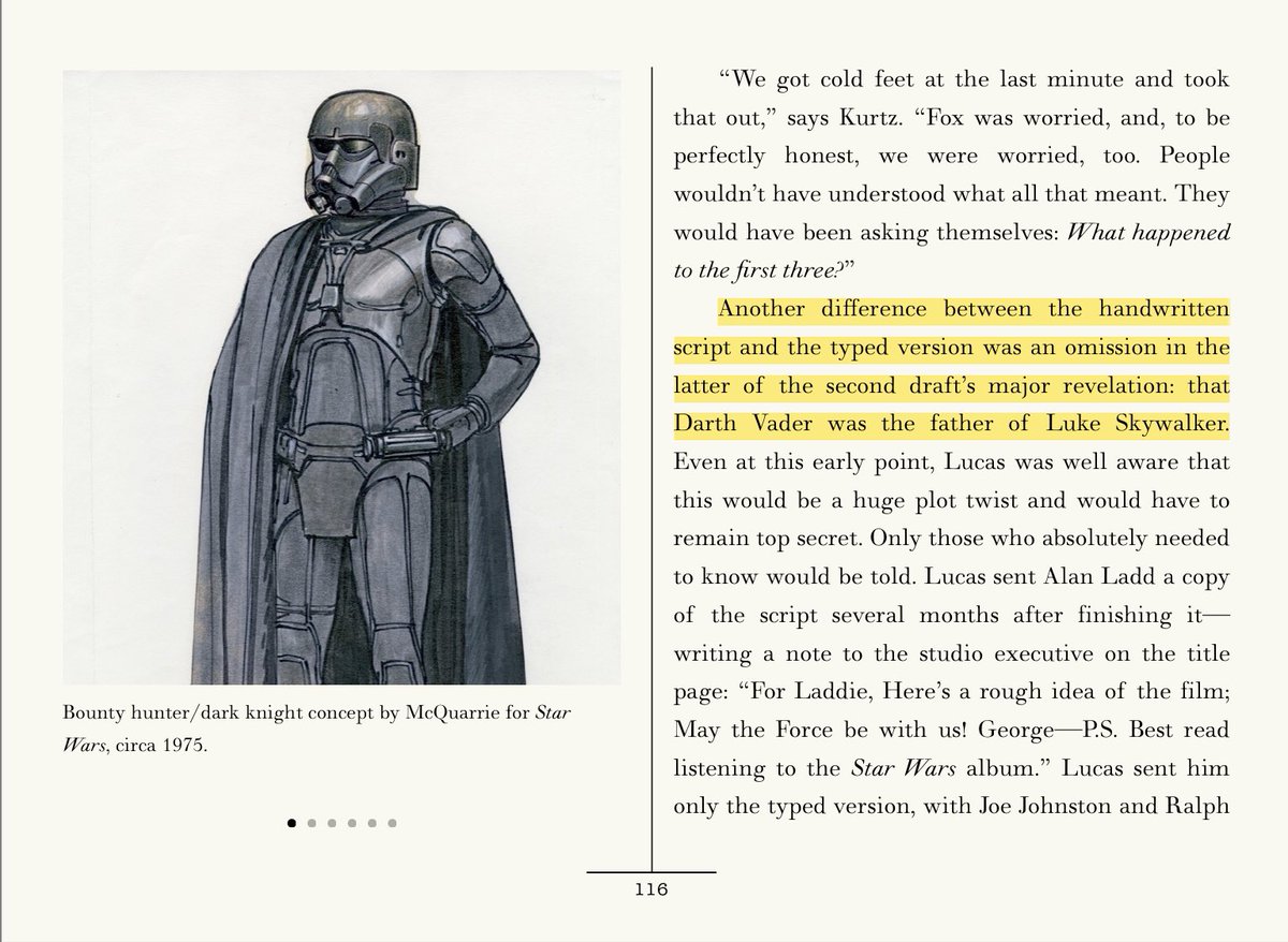 2. “Darth Vader, a tall, grim-looking general” appears in the May 1974 The  #StarWars rough draft3. Darth Vader is not Luke Skywalker’s father until the April 1, 1978 second draft of  #EmpireStrikesBack 4. “Darth” doesn’t mean anything in Dutch or GermanMYTH BUSTED