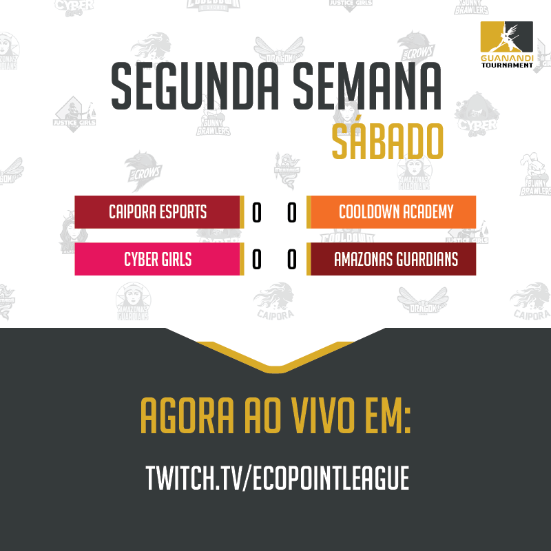 GuanandiOW's tweet photo. E já demos início aos jogos da nossa segunda semana!
- O primeiro jogo será:
#CaiporaEsports x @CDLilithz
- Na sequência, teremos:
@cybergirlsow x #AmazonasGuardians
Vão lá torcer pelo seu time favorito! 💛🖤
🔴 https://t.co/kN9QG8PpQe https://t.co/t25AaLaWSl