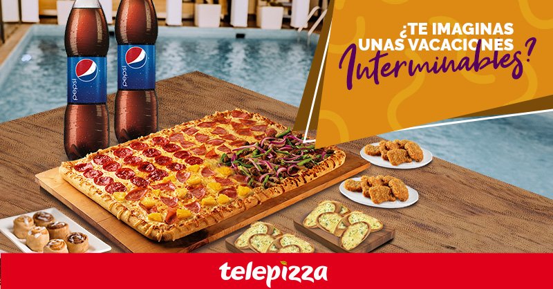 TelePizzaEC's tweet photo. Es momento de disfrutar de tus vacaciones, pide tu combo interminable que incluye  una pizza 4x4 + 2 porciones pan de ajo (12 unid) + 2 porciones Nuggets (12 unid) + 2 bebidas 1.25lt + 1 porción rolitos (6 unid).  Llámanos al 04 602 3032. https://t.co/eXLMDcKiyB