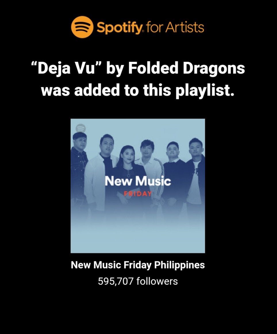 Folded Dragons (@foldeddragons) on Twitter photo Thank you <a href="/spotifyartists/">Spotify for Artists</a> !! ๐๐ถ
Listen here: open.spotify.com/playlist/37i9dโฆ Thank you <a href="/spotifyartists/">Spotify for Artists</a> !! ๐๐ถ
Listen here: open.spotify.com/playlist/37i9dโฆ