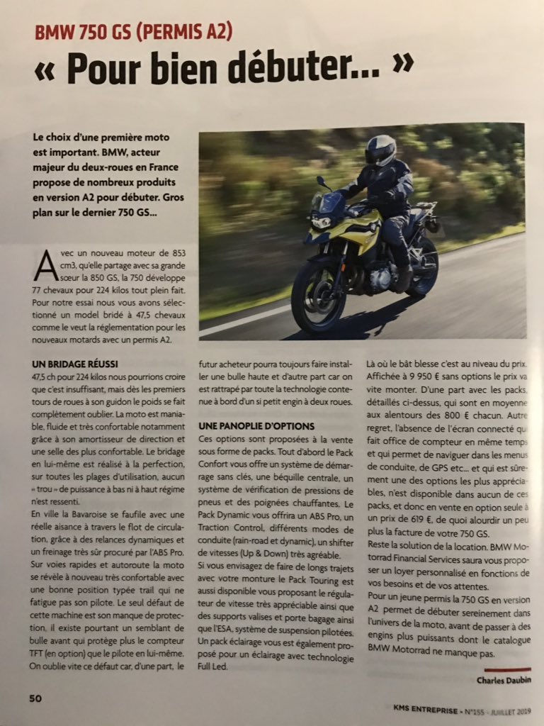 vincentsalimon's tweet image. Lecture du WE : la #BMW 750GS parfaite pour les déplacements urbains &amp;amp; pour la route selon @CharlesDaubin de @Kmsentreprise. En permis #Moto et même en version #permisA2. Comment bien débuter en conduite 2 roues ! 😉 #mobilite #ville #BMWmotorrad