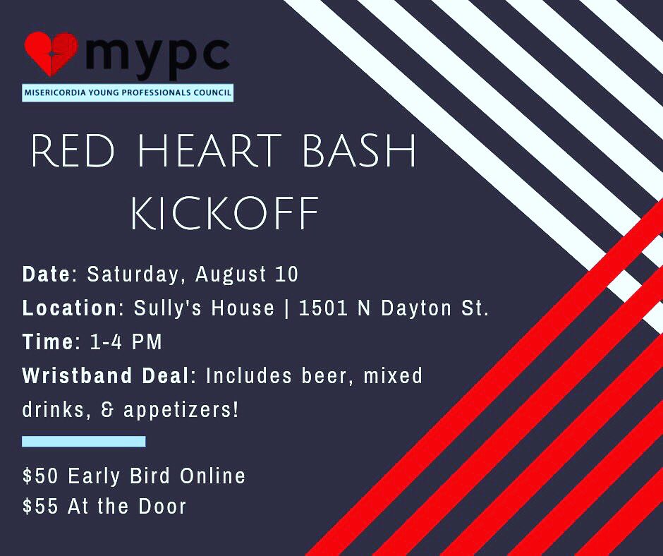 heartofmercy's tweet photo. The @MisYPC Young Professionals Council (MYPC) has got your plans all set for next weekend!! The #RedHeartBash Kickoff Party will be on Sat, 8/10 at Sully's House!! https://t.co/oEoJCICrPA…
Please share and invite your friends, we hope to see you there! https://t.co/DQ0mvIvzO4